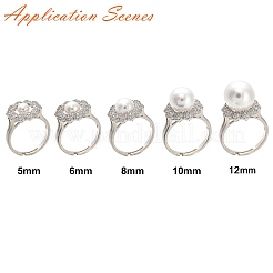 Оправы для колец-манжет из цветочной латуни с микропаве из прозрачного кубического циркония&nbsp;KK-D378-32P