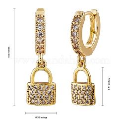 Прозрачные серьги-кольца Huggie с висячим замком из кубического циркония&nbsp;EJEW-SW00005-06