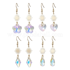 Стеклянные серьги-подвески в форме цветов&nbsp;EJEW-JE06853