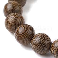 Женский эластичный браслет круглой формы из натурального дерева и синтетической бирюзовой черепахи из бисера&nbsp;BJEW-JB09700-06