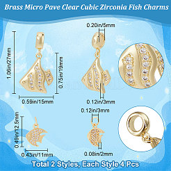 8шт 2 стиля латунные микро проложить прозрачные кубические циркониевые подвески&nbsp;ZIRC-BBC0001-86