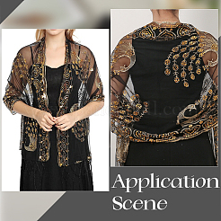 Съемная шаль из полиэстера с пайетками&nbsp;AJEW-WH20072-22