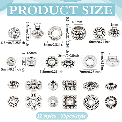 360 шт. 12 стиля бусины из сплава в тибетском стиле&nbsp;FIND-PH0023-79AS