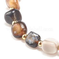 Браслет из натурального черного агата (окрашенный) круглый&nbsp;BJEW-JB08197-07