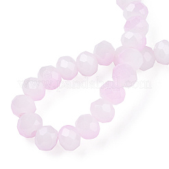 Нити двухцветных стеклянных бусин с имитацией нефрита&nbsp;GLAA-T033-01B-07