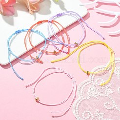 Браслет из латуни со стразами и плетеными бусинами&nbsp;BJEW-JB09521