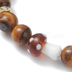 Эластичные браслеты для женщин из натурального тигрового глаза и бусин&nbsp;BJEW-JB13317-01