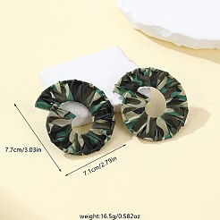 Серьги-гвоздики из сплава ткани с леопардовым принтом&nbsp;FS-WG748A0-01