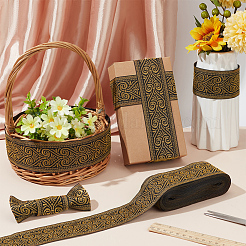 Жаккардовые цветочные ленты из полиэстера&nbsp;SRIB-WH0011-167A