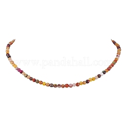 Ограненные круглые женские ожерелья из натурального агата (окрашенные и нагретые) из бисера&nbsp;NJEW-JN04659-03