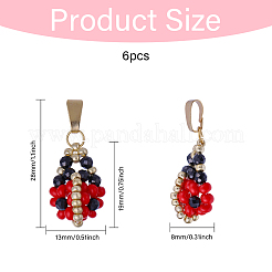 6 шт. подвески из стеклянных бусин в виде божьей коровки&nbsp;PALLOY-CA00021