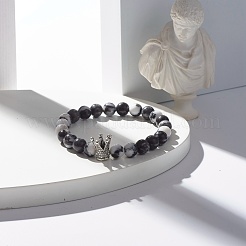 Круглый браслет из натуральных бусин из яшмы зебры&nbsp;BJEW-JB07173