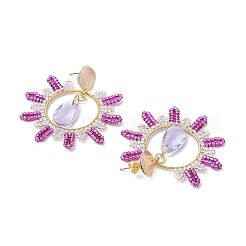 Серьги-гвоздики из латуни и стекла в форме капли&nbsp;EJEW-MZ00388-03