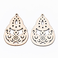 Неокрашенные натуральные полые деревянные большие подвески&nbsp;WOOD-N007-109