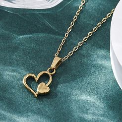 Ожерелья с подвеской в форме сердца из нержавеющей стали 304&nbsp;NJEW-M096-34G