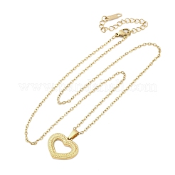 Ожерелья с подвеской в виде полого сердца из нержавеющей стали 304&nbsp;NJEW-M096-13G