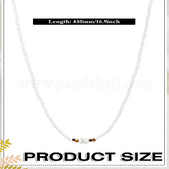 1 шт. ожерелья из натурального рисового жемчуга и стеклянных бусин для женщин&nbsp;NJEW-LP0007-01B