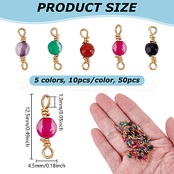 50 шт. 5-х цветные граненые круглые подвески-соединители из натурального агата&nbsp;KK-UN0005-46