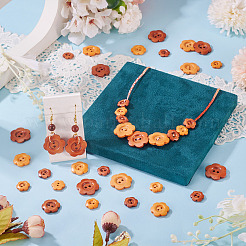 90 шт. 6 стиля деревянных пуговиц-цветочков с 2 отверстиями&nbsp;BUTT-TA0001-39