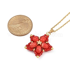 Ожерелья в форме звезды из стеклянного бисера ручной работы и синтетических бусин императорской яшмы&nbsp;NJEW-MZ00114-05