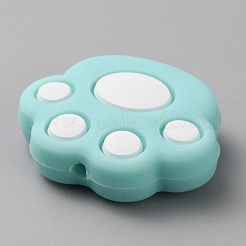 Экологически чистые силиконовые фокусные бусины с принтом кошачьей лапы&nbsp;LS-SIL-WH0012-040F