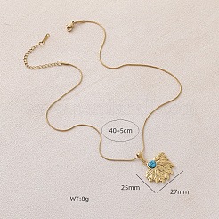 Женские ожерелья из хирургической нержавеющей стали 316 с подвеской в виде подсолнуха из синтетической бирюзы&nbsp;EA3001