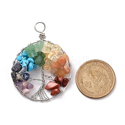 Большие подвески из медной проволоки из натурального и синтетического гместона&nbsp;PALLOY-JF01433-03