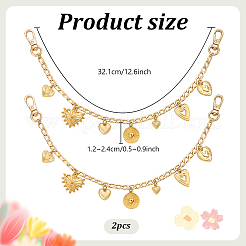 2 шт. латунная подвеска в виде сердца из алюминия панцирная цепочка сумка декоративные цепи&nbsp;HJEW-PH02247