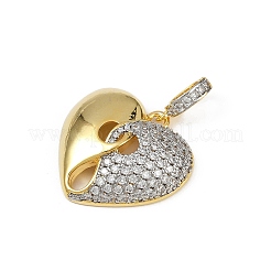 Латунные подвески в форме сердца с микропаве из прозрачных кубических цирконий&nbsp;KK-S528-16G