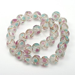 Круглой формы ручной работы Золотые пески ухабистой Lampwork бисер&nbsp;LAMP-L043-01