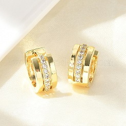 Латунные серьги-кольца из прозрачного кубического циркония&nbsp;EJEW-D311-054G