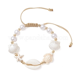 Браслеты из плетеных бусин с синтетической бирюзой&nbsp;BJEW-JB13494