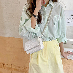 8шт 8 стиля белые акриловые круглые бусины сумка ручки&nbsp;FIND-TA0001-40