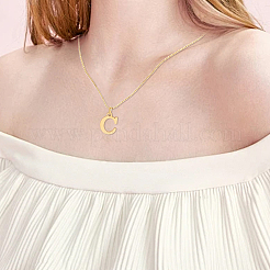 1 шт. ожерелье с подвеской в виде буквы из нержавеющей стали 304&nbsp;NJEW-LP0001-38C-G