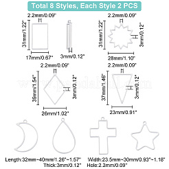 16 шт. 8 стиля подвески из нержавеющей стали 304 с открытой задней частью&nbsp;STAS-UN0057-59