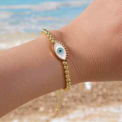 Браслет из круглых латунных бусин&nbsp;QD3102