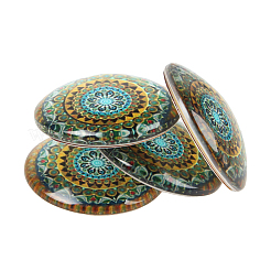 Геометрические цветочные напечатаны стеклянные кабошоны&nbsp;GGLA-N004-25mm-G05