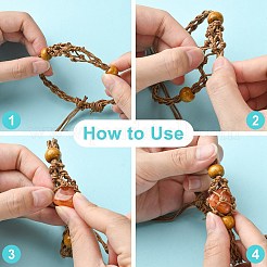 4шт 2 цвета регулируемый плетеный вощеный шнур макраме мешочек браслет изготовление&nbsp;MAK-CJ0001-18