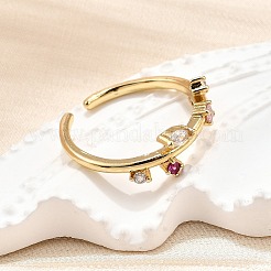 Манжеты из латуни с микро паве кубический цирконий для женщин&nbsp;RJEW-H247-09G