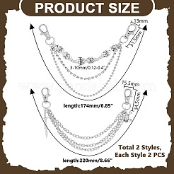 4 шт. 2 стиля цепи для обуви из сплава&nbsp;AJEW-HY0002-34