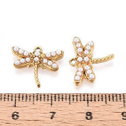 Подвески в виде стрекоз из нержавеющей стали 304 и искусственного жемчуга ABS STAS-T072-66G