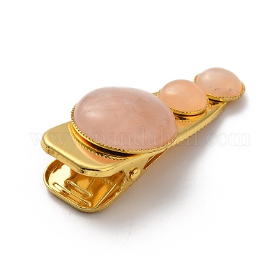 Заколки крокодил из натурального розового кварца G-B042-03G-10-1