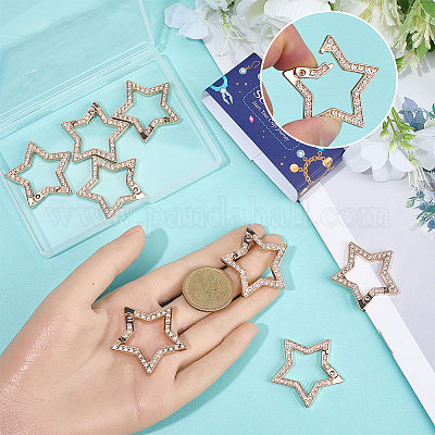 10 шт. Кольца пружинные из цинкового сплава со стразами&nbsp;FIND-SC0021-42-1