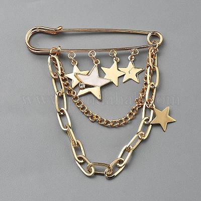 Звездный сплав акриловые подвесные цепочки-броши&nbsp;JEWB-WH0045-17G-1