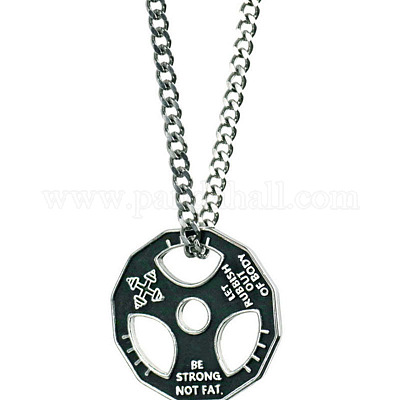 Фитнес-штанга сплав черная эмаль подвеска ожерелья для мужчин&nbsp;FS-WG955E3-01-1