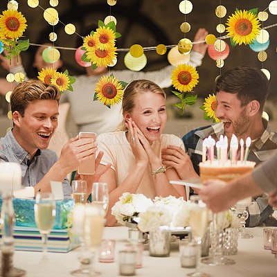 Бумажная гирлянда из подсолнухов&nbsp;HJEW-GA0001-17-1