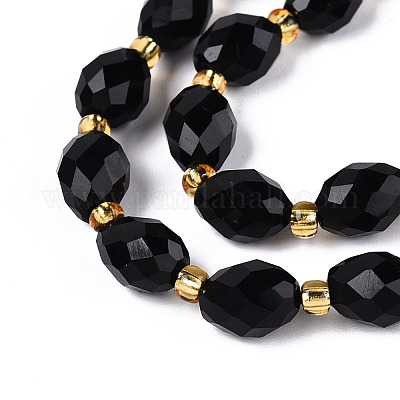 Натуральный черный обсидиан бисер пряди&nbsp;G-N342-53-8x6-01-1