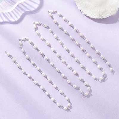 Цепочки ручной работы из натурального культивированного пресноводного жемчуга&nbsp;AJEW-JB01586-02-1