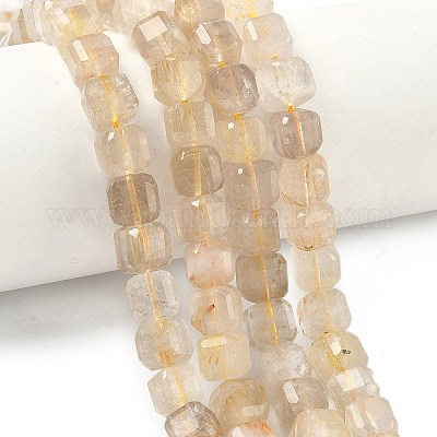 Нити бусин из натурального золота с рутилированным кварцем&nbsp;G-C267-A03-1