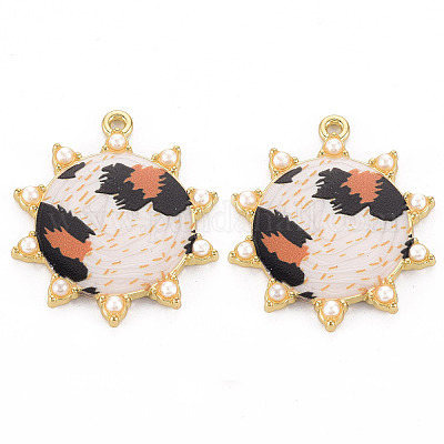 Подвески из сплава с принтом в стойку ENAM-Q445-010C-NR-1